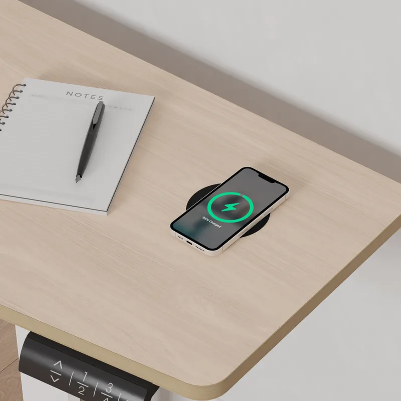 Gino Sit Stand Corner Desk in Ash Top of desk view