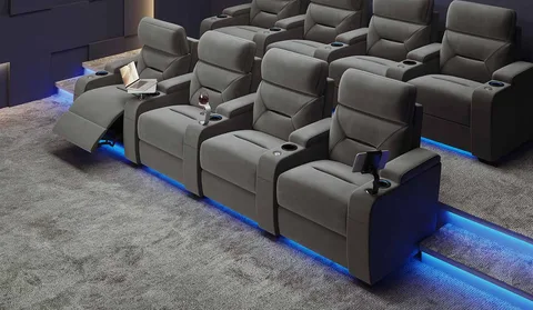 Universal Ultimate 4-Seat Fabric Cinema Chairs with Dual Motor Electric Recline