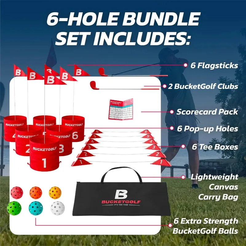 BucketGolf 6 Hole Set Contents