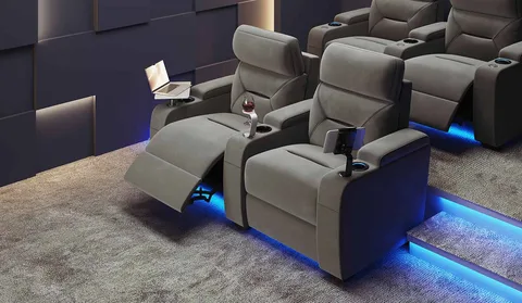 Universal Ultimate 2-Seat Fabric Cinema Chairs with Dual Motor Electric Recline
