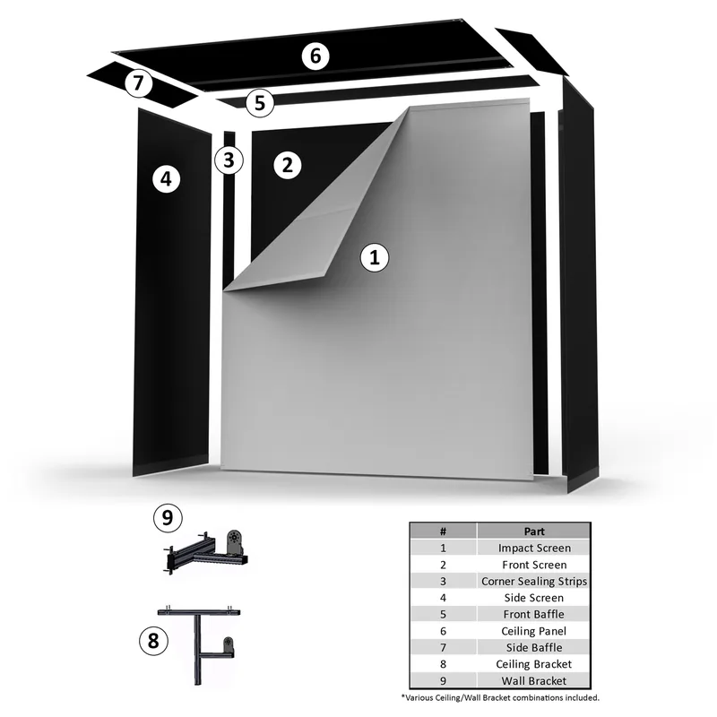 SportScreen Vanish 13H Golf Simulator Enclosure Components