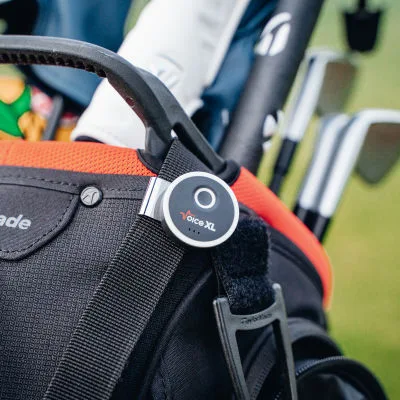 GOLFBUDDY Voice XL GPS Speaker with Remote – Premium Golf Rangefinder Voice Remote clipped to bag