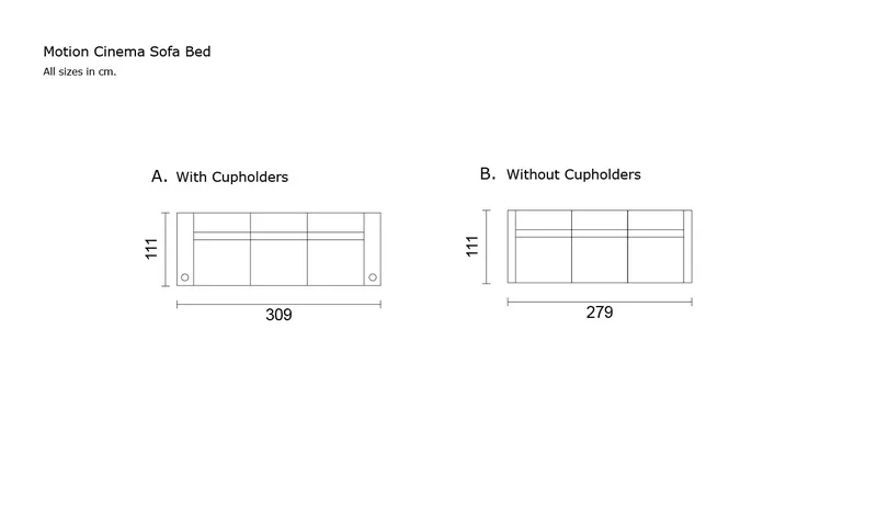 Motion Cinema Sofa Bed - Configuration Options A and B