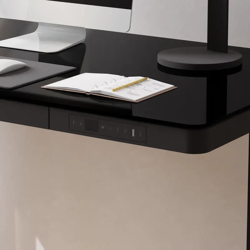 Juno 4.0 Sit Stand Desk Black with drawer