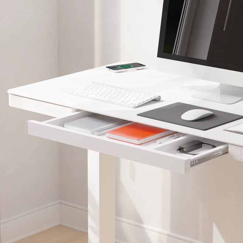 Juno 4.0 Sit Stand Desk White with drawer