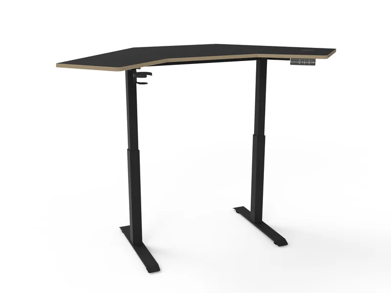 Gino Sit Stand Corner Desk Black front view