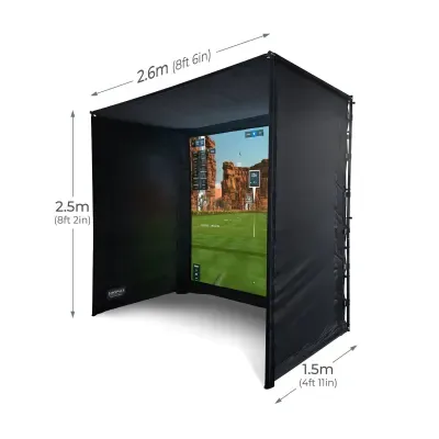 Professional golf simulator enclosure dimensions 8'6" x 8'2" x 4'11" complete setup