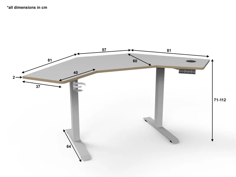 Gino Sit Stand Corner Desk Dimensions