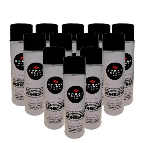 Professional contact adhesive multi purpose spray adhesive 12x500ml cans industrial strength bonding upholstery foam furniture applications