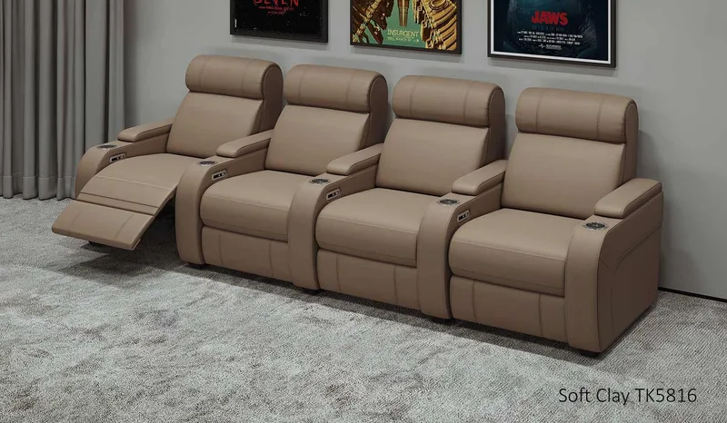 Paramount+ 4 Cinema Seats - Soft Clay Leather Side View