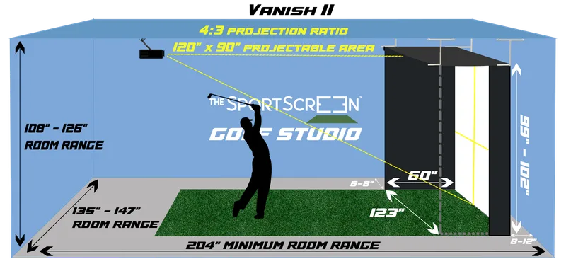 SportScreen Vanish 11 Golf Simulator Enclosure Dimensions