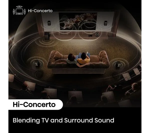 Hisense HT Saturn 4.1.2 wireless surround sound system with satellite speakers and subwoofer