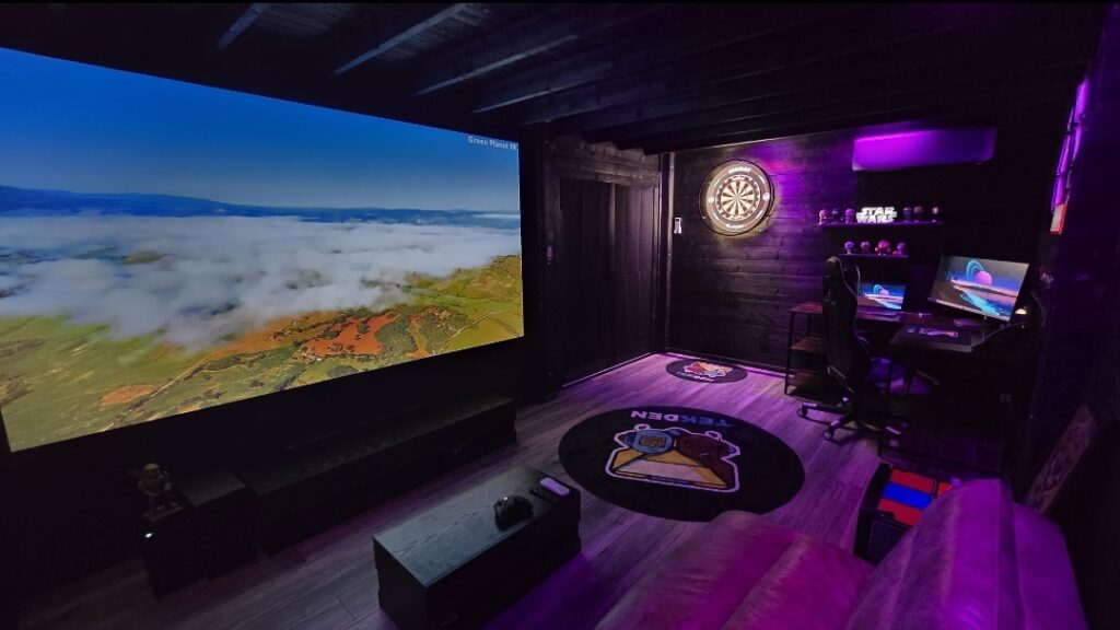 The Gaming Golf Simulator Cabin Den from inside