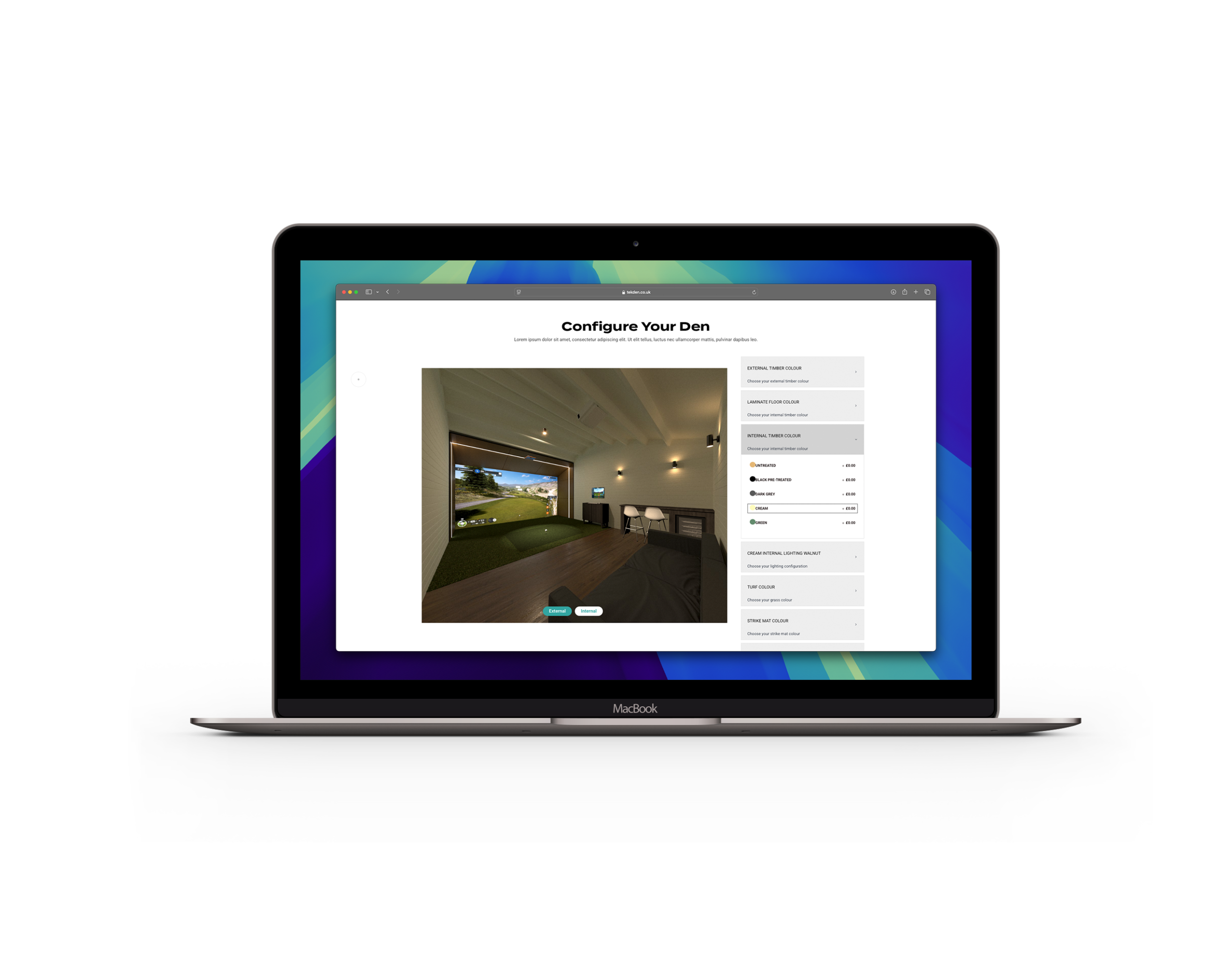 Tekden online golf den configurator interface