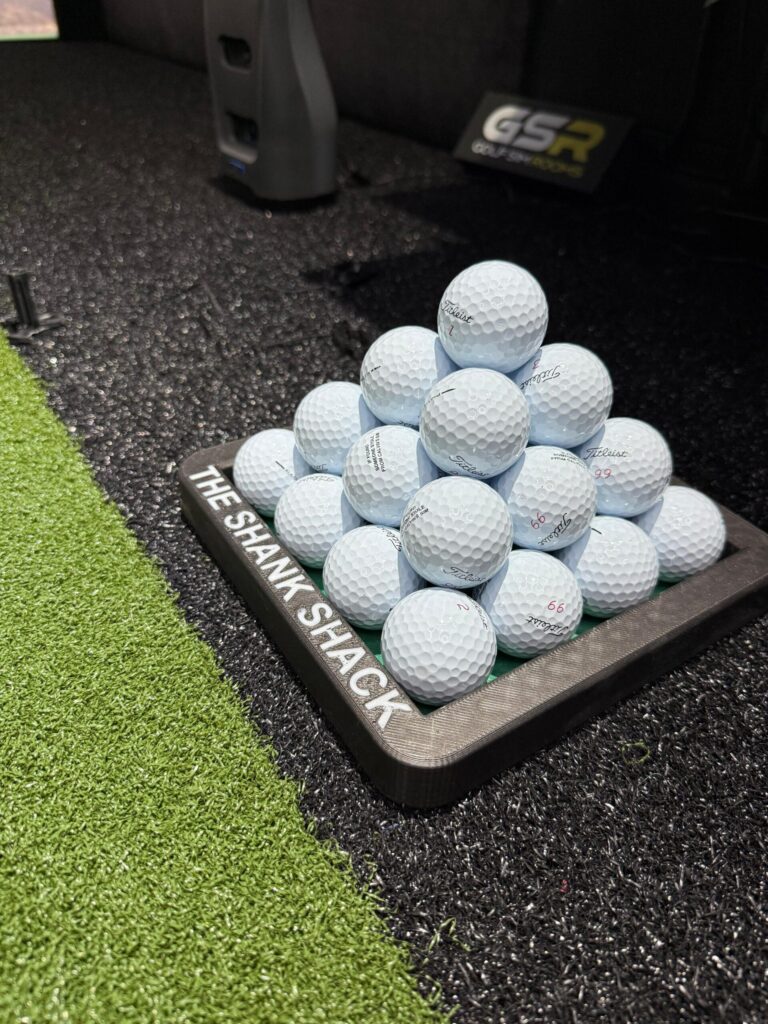 Tekden Golf Simulator Accessories Bundle Balls Pyramid Holder Close Up