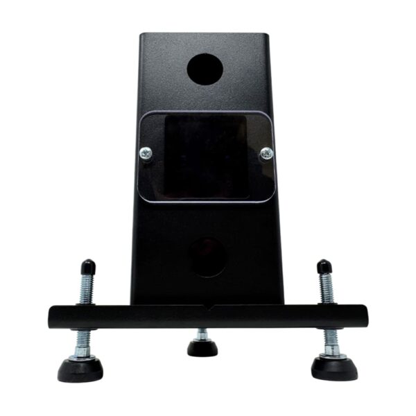Square Golf Ironclad Protector installed in golf simulator room with adjustable feet positioning