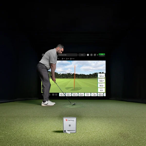 Complete golf launch monitor package FlightScope Mevo Gen2 with carry case USB-C cable aluminum stickers