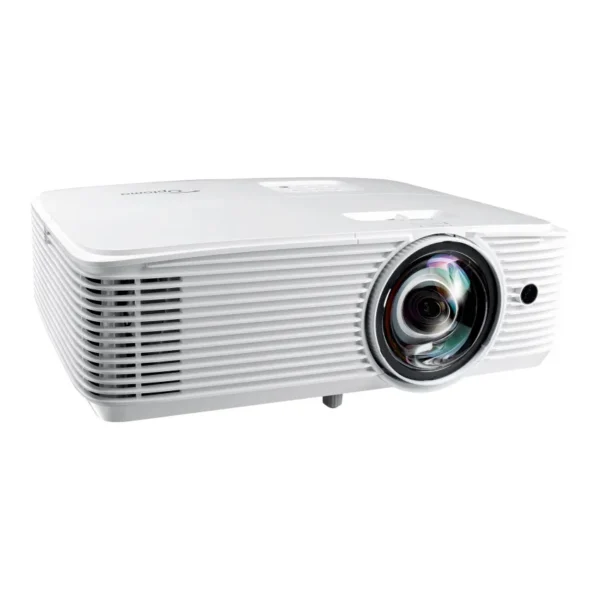 Optoma X309ST DLP projector rear panel showing HDMI VGA and audio connections