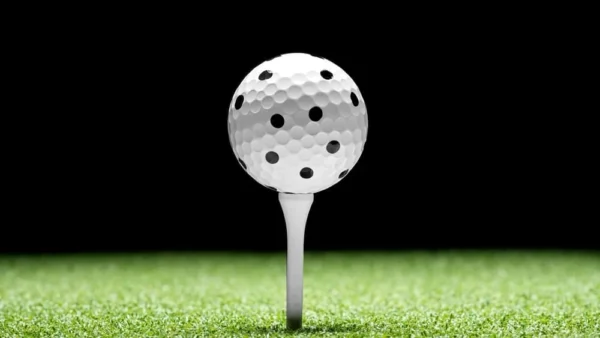 Dotted pattern on Square Golf practice golf balls designed for launch monitor recognition