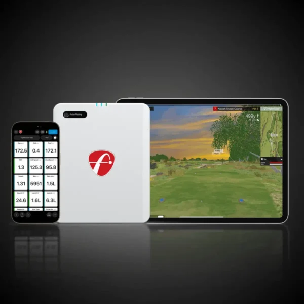 FS Golf app interface showing 18 data parameters from FlightScope Mevo Gen2 golf launch monitor