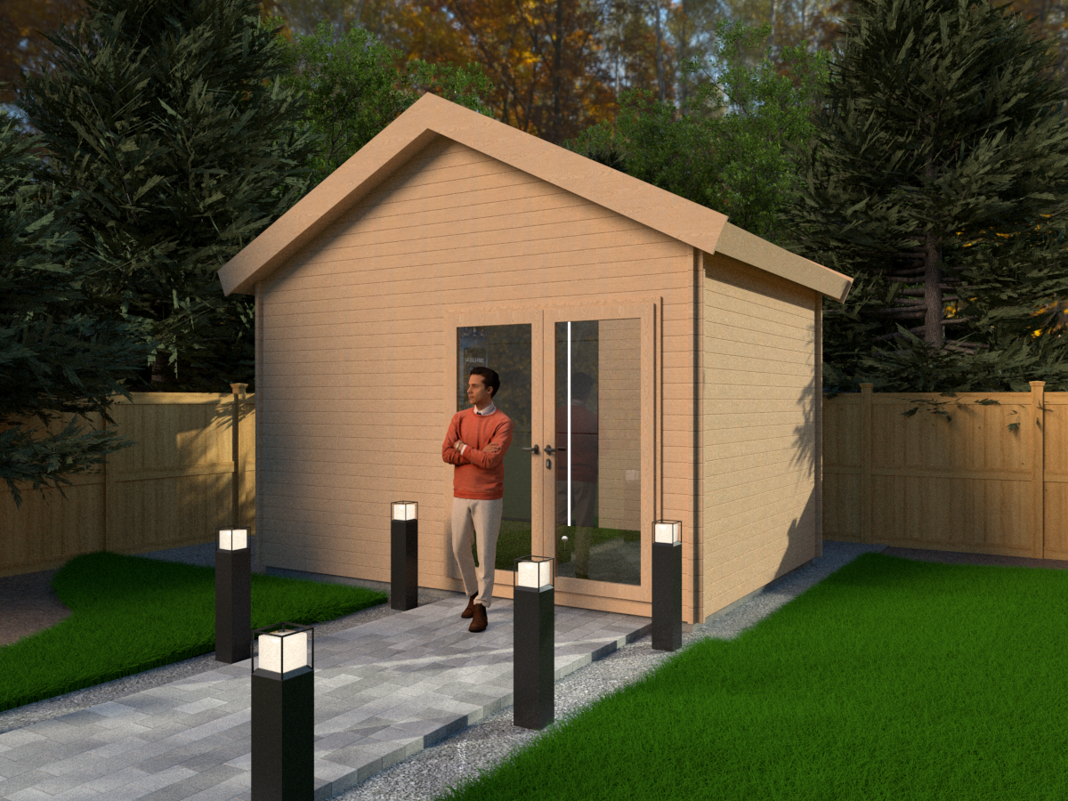 Tekden log cabin golf simulator den