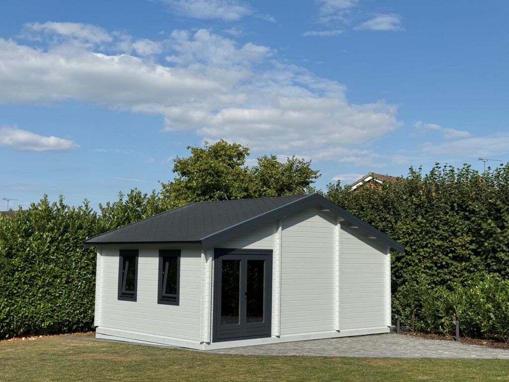 Legend cabin entrance and garden finish
