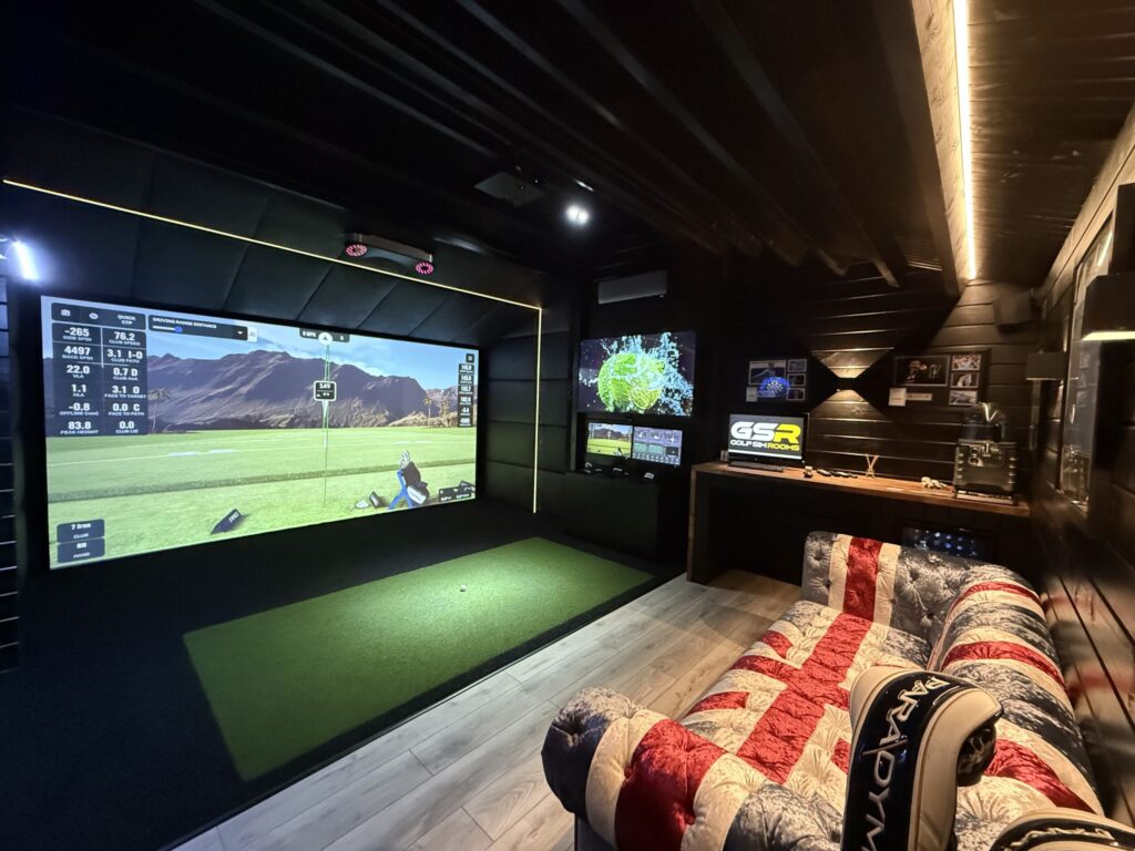 Legend simulator room with turf practice area