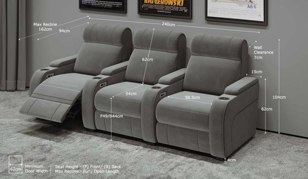 Paramount + 3 Cinema Seats - Home Cinema Seating - Image 3