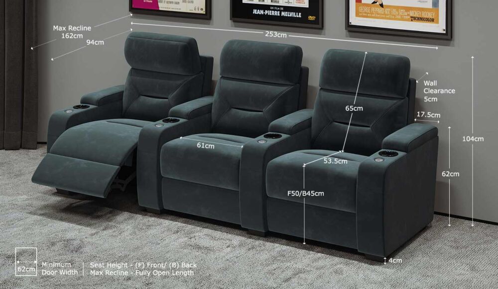 Universal Ultimate 3 Fabric Cinema Chairs - Dual Motor - Image 5