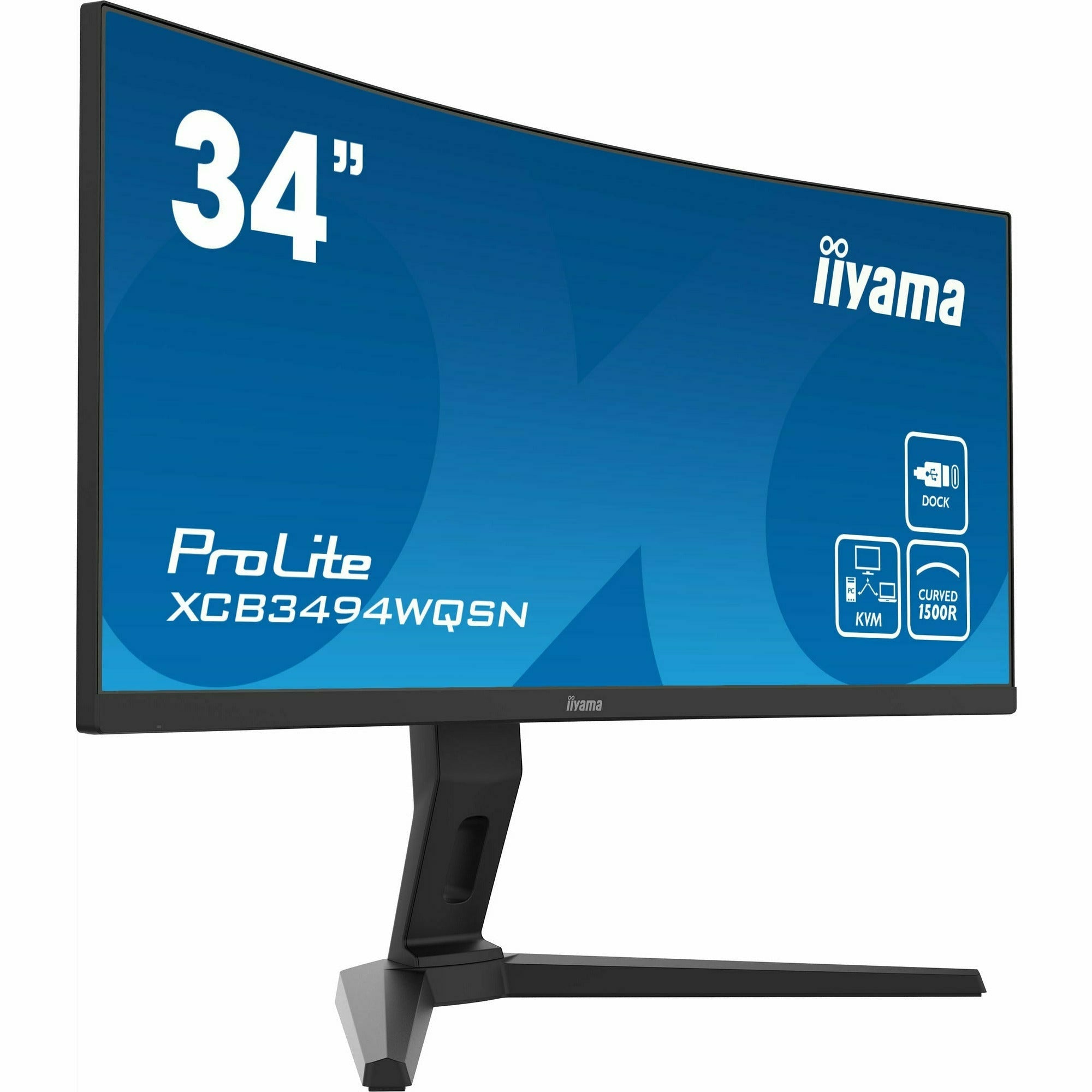 iiyama ProLite XCB3494WQSN-B1 34" 1500R Curved Monitor with USB-C Dock & KVM Switch
