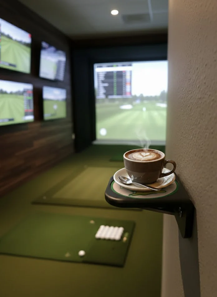 Floating 1-Pint Golf Shelf with Customizable Coasters