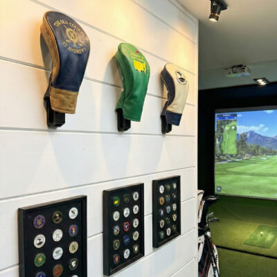 Wall-Mounted Golf Glove & Club Cover Holder | Fits All Clubs | Space-Saving Organizer for Simulators & Cabins