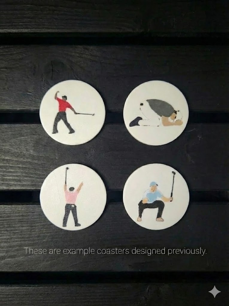 Floating 1-Pint Golf Shelf with Customizable Coasters - Image 2