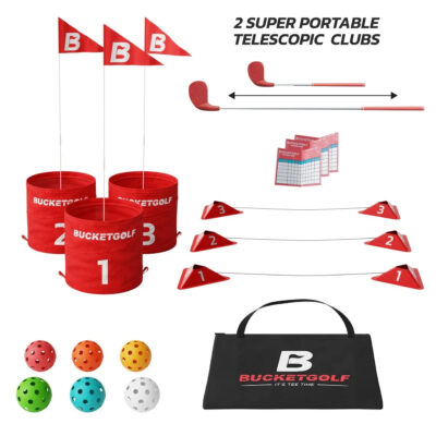 BucketGolf 3 Hole Set Complete with 2 Clubs