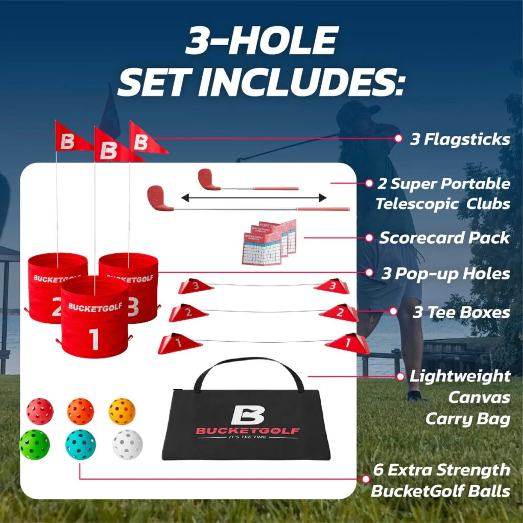 BucketGolf 3 Hole Set Contents