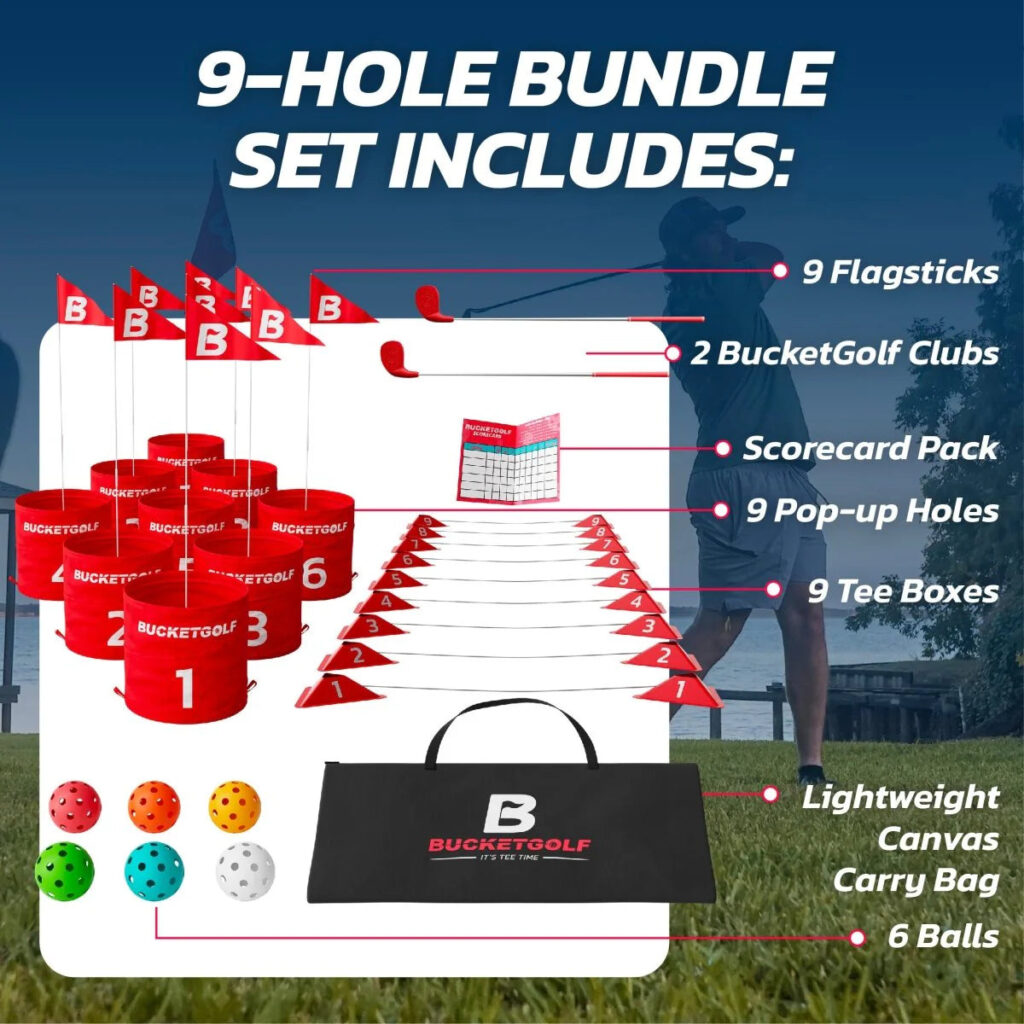 BucketGolf 9 Hole Set Contents