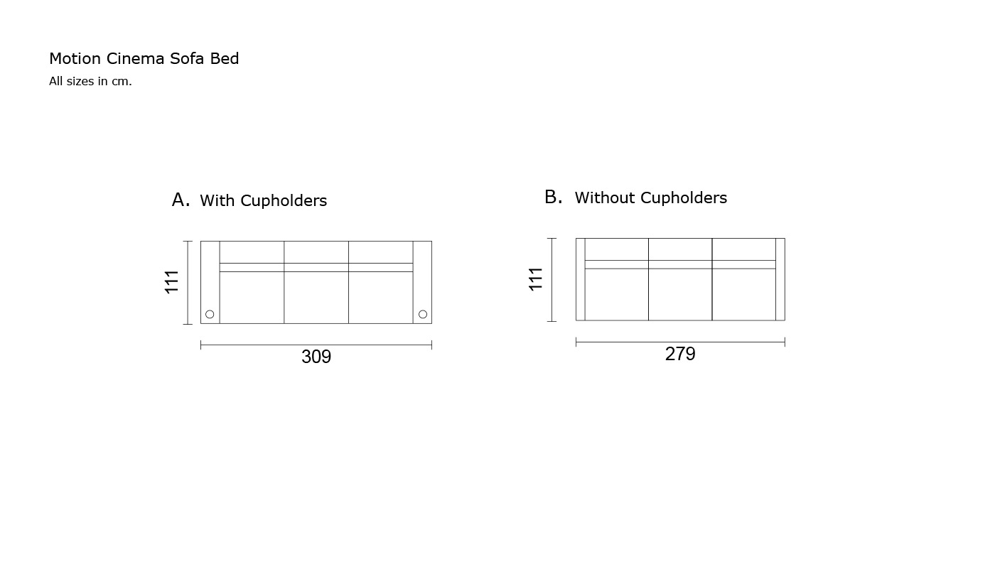 Motion Cinema Sofa Bed - Configuration Options A and B