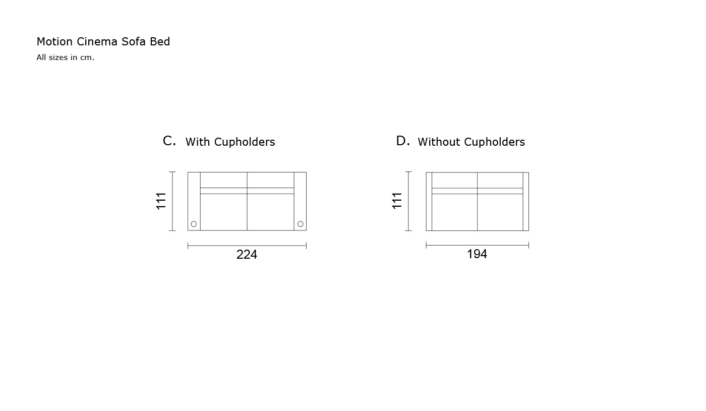 Motion Cinema Sofa Bed - Configuration Options C and D