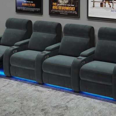 Paramount+ 4 Seater Fabric Home Cinema Seats – Electric Recliner with USB Charging & LED Lights