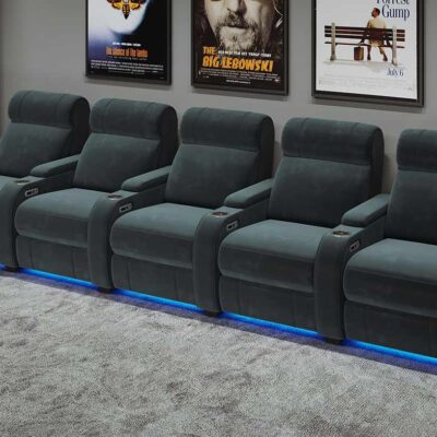 Paramount+ 5 Seat Fabric Home Cinema Recliner Sofa with Electric Recline & USB Charging