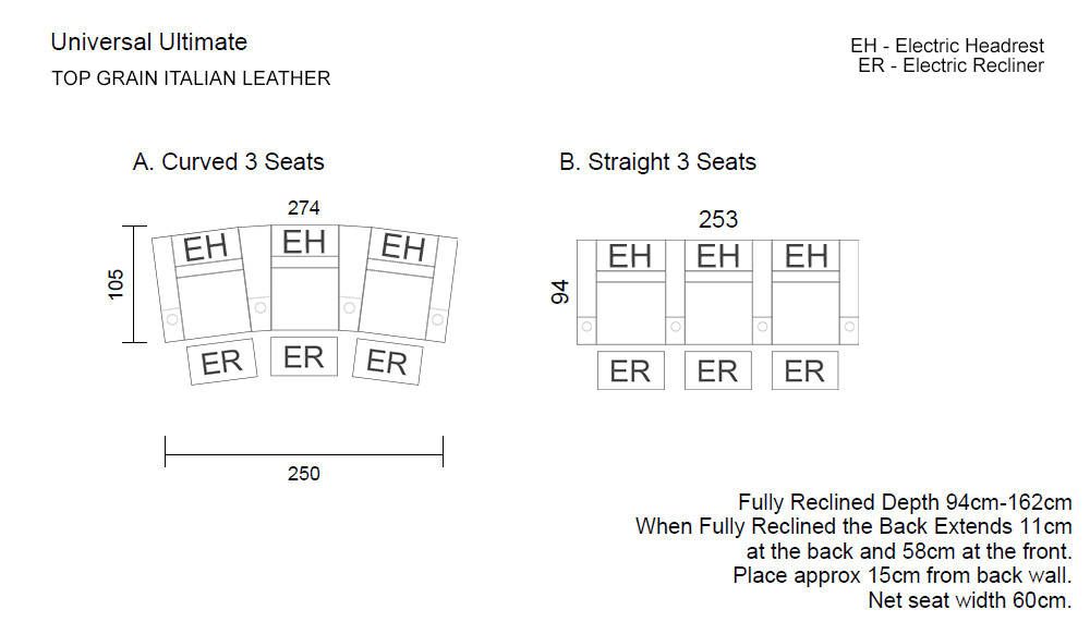 Universal Ultimate 3 Cinema Chairs - Dual Motor - Image 5