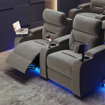 Universal Ultimate 2-Seat Fabric Cinema Chairs with Dual Motor Electric Recline