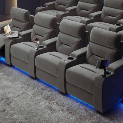 Universal Ultimate 4-Seat Fabric Cinema Chairs with Dual Motor Electric Recline