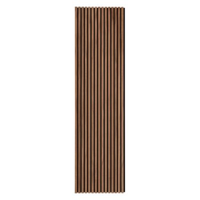 Acoustic Decor wood slatted acoustic panel in Natural Walnut finish, 2400 x 600 x 22mm