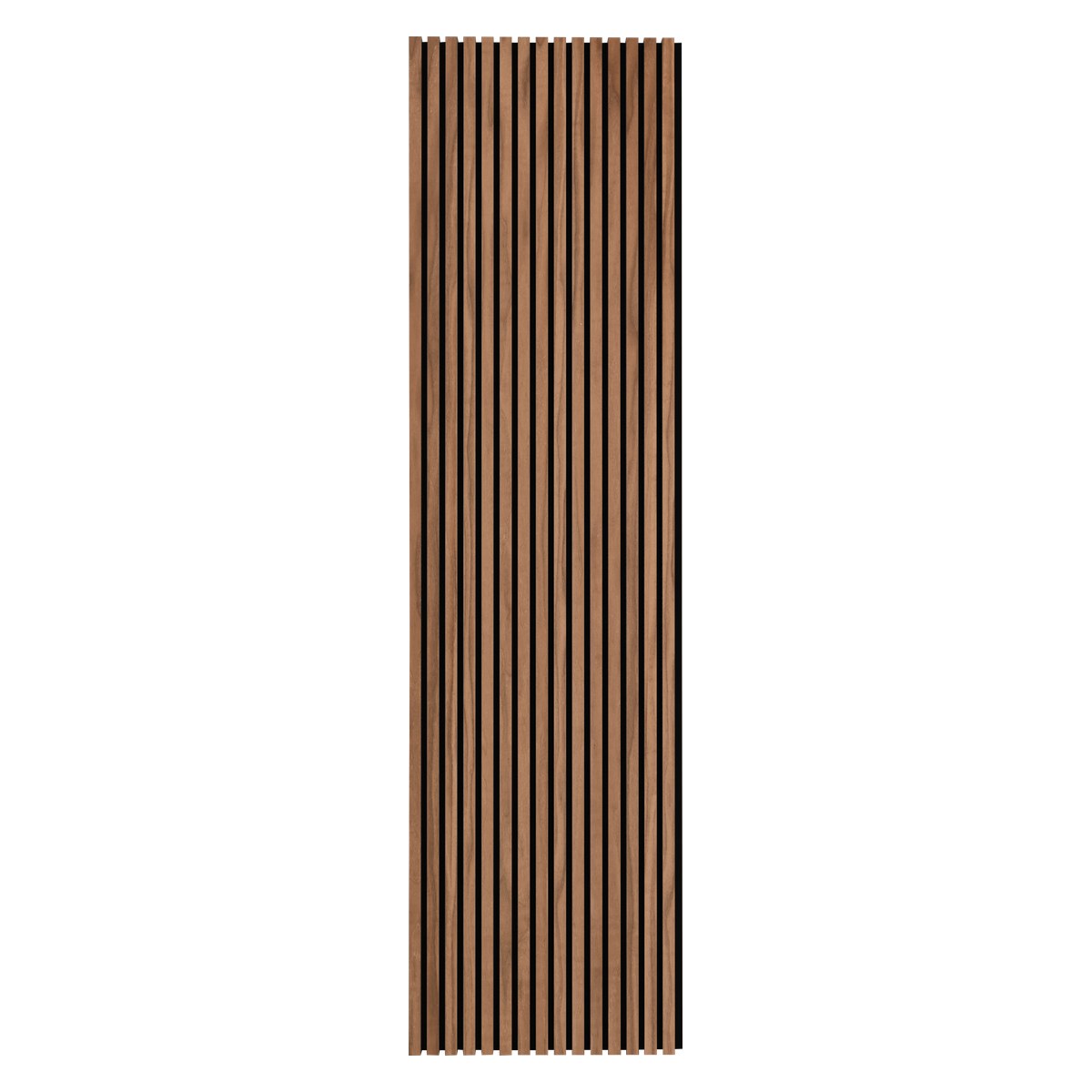 Acoustic Decor wood slatted acoustic panel in Natural Walnut finish, 2400 x 600 x 22mm