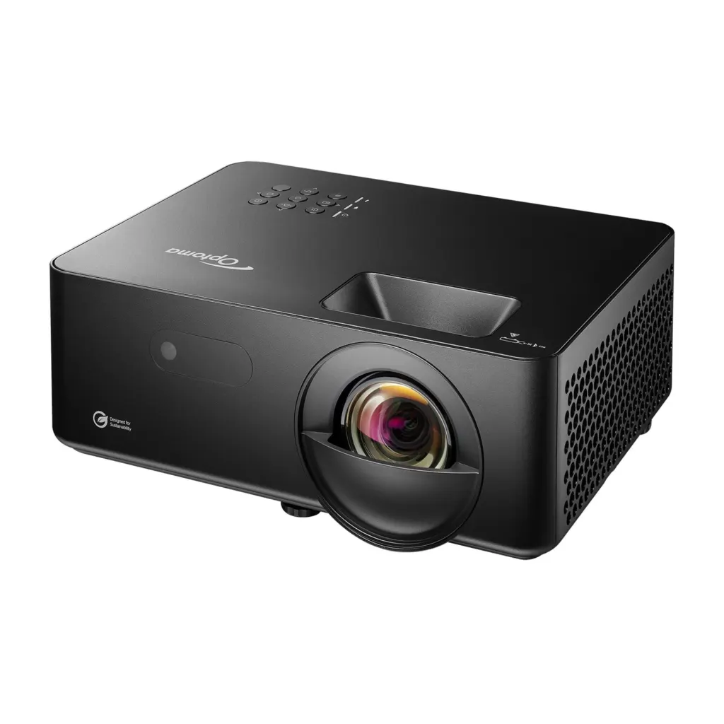 Optoma GT2200HDR Full HD 1080p short throw golf simulator projector - left angled view