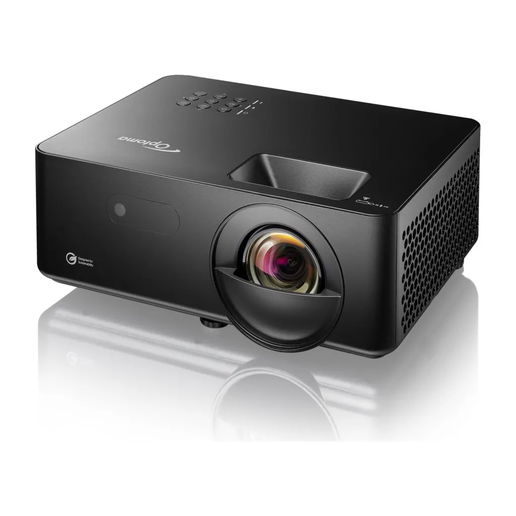 Optoma GT2200HDR Full HD 1080p short throw golf simulator projector - right angled view