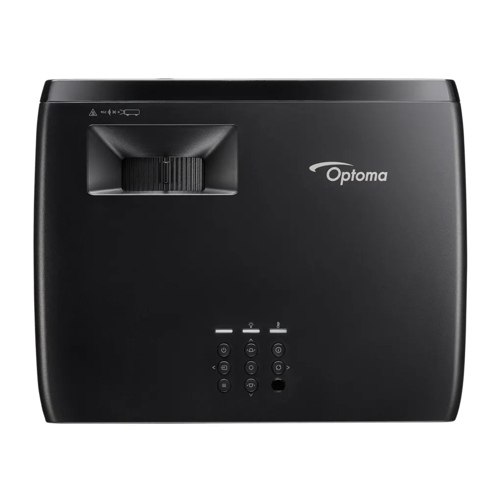 Optoma UHZ36STe 4K short throw laser golf simulator projector - top view with control panel