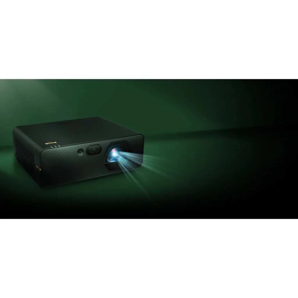 BenQ AK800ST projector with lens illuminated