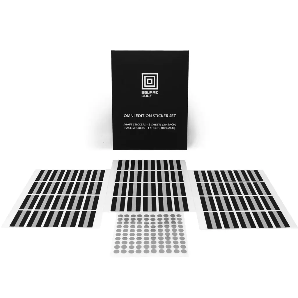 Square Golf OMNI Edition sticker set with 3 shaft sticker sheets and 1 face sticker sheet